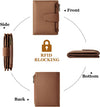 Small Wallet Women RFID Blocking Soft Leather Bifold Compact Card Holder Wallet for Women with Zipper Coin Pocket 4 ID Window