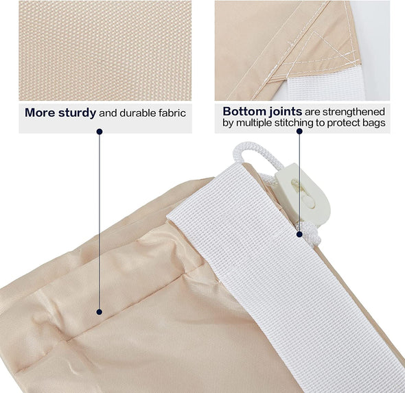 HOMEST XL Nylon Laundry Bag with Strap, Large Dirty Garments Organizer, Easy Fit a Hamper or Clothing Basket, Can Carry up to 4 Loads of Clothes, Beige