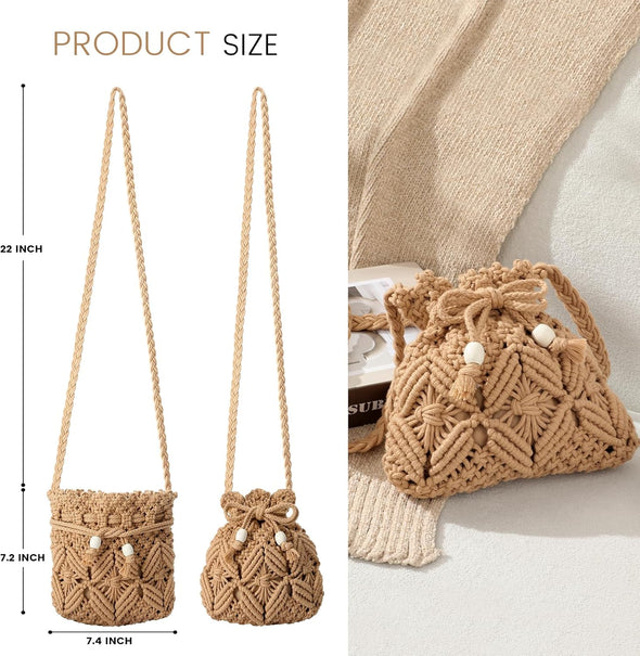 Summer Purse - Woven Crossbody Bags Boho Crossbody Purses for Women Crochet Handbags Shoulder Bag Handbags 2025