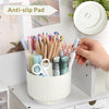 SKYDUE 360 Degree Rotating Desk Organizer, Dual-Purpose Pencil Pen Holder for Desk, Rotating Pencil Cup with 5 Slots, Office Supplies, Desk Decor for Office, School, Home, White, 12287XZBT