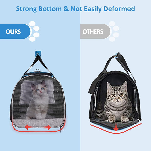Burgeonnest Cat Carrier for Large Cats 20 Lbs,Medium Pet under 25 Lbs,2 Puppy and Small Dogs with Unique Side Bag,Top Load Pet Carrier Soft-Sided Escape Proof with 4 Ventilated Windows