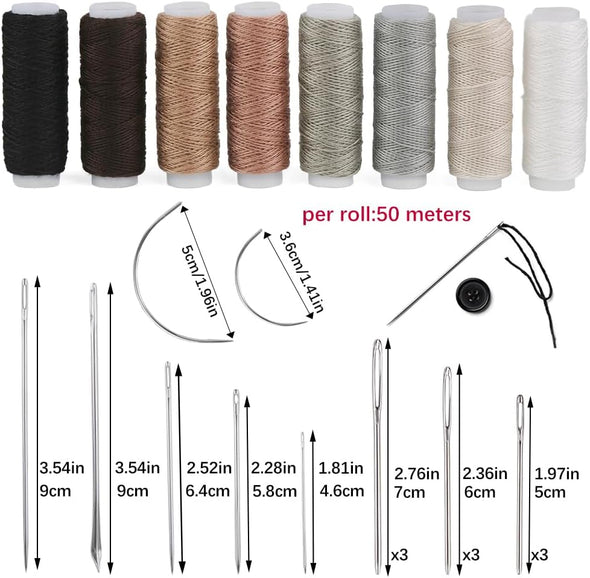 BAGERLA Upholstery Repair Sewing Kit Heavy Duty Sewing Kit with Awl Tools, Seam Ripper, Hand Stitching Needles, Upholstery Thread, Leather Craft Tool Kit for Shoes Sofa Tent Carpet Leather Craft DIY