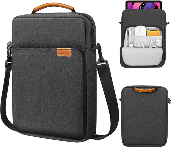 Moko 9-11 Inch Tablet Sleeve Bag Handle Carrying Case with Shoulder Strap Fits Ipad Pro 11 Inch,Ipad 10Th 10.9,Ipad 9/8/7Th Generation 10.2,Ipad Air 5/4Th 10.9,Ipad 9.7,Tab S8/S9 11", Black & Gray