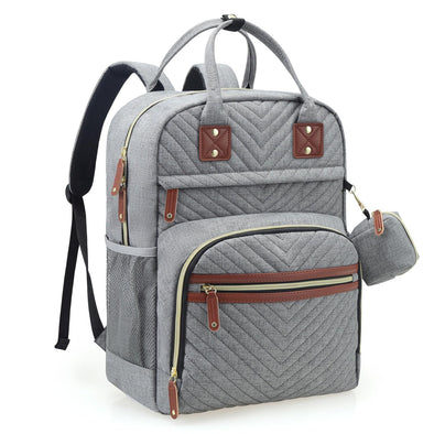 Tuwubi Diaper Bag Backpack, Baby Essentials Travel Tote Bag, Multi Function Waterproof Backpacks, Travel Essentials with Stroller Straps & Pacifier Case - Grey