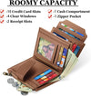 Small Wallet Women RFID Blocking Soft Leather Bifold Compact Card Holder Wallet for Women with Zipper Coin Pocket 4 ID Window
