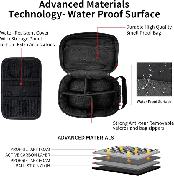 Smell Proof Bag for Travel, Smell Proof Stash Box, Smell Proof Containers, Odorless Travel Storage Bag,Home Organizer Case Odor Proof Lock Box with Accessories,Birthday Christmas Gift for Men