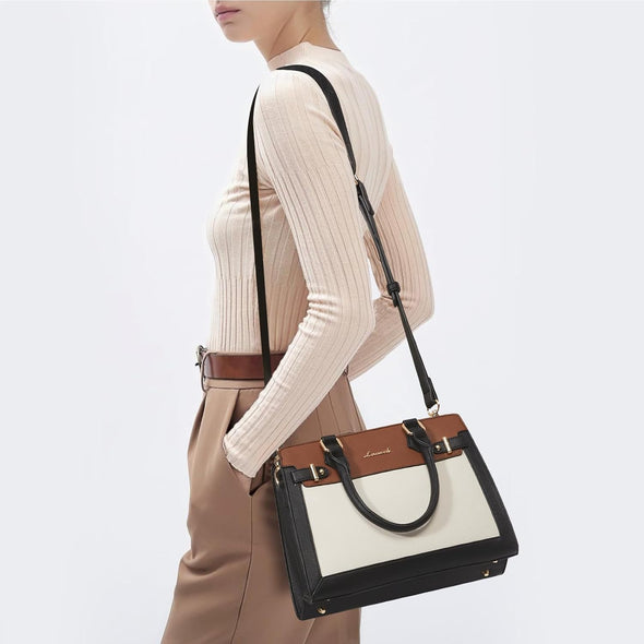 LOVEVOOK Purses and Handbags for Women, Tote Shoulder Bag Satchel Black Purse and PU Leather Top Handle for Ladies