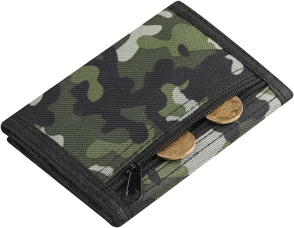 Camo Kids Wallet for Boys Girls Teen, Cheap Little Boys Wallet for Kids Ages 4-5-6-7-8-9-10-12, Camouflage Youth Wallets W/Zipper Coin Pocket, Tri Fold Child Childrens Wallet Novelty Birthday Gift
