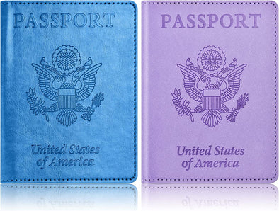 Eoehro 2Pack Passport Holder Wallet Cover Case, Travel Essentials for Women and Men