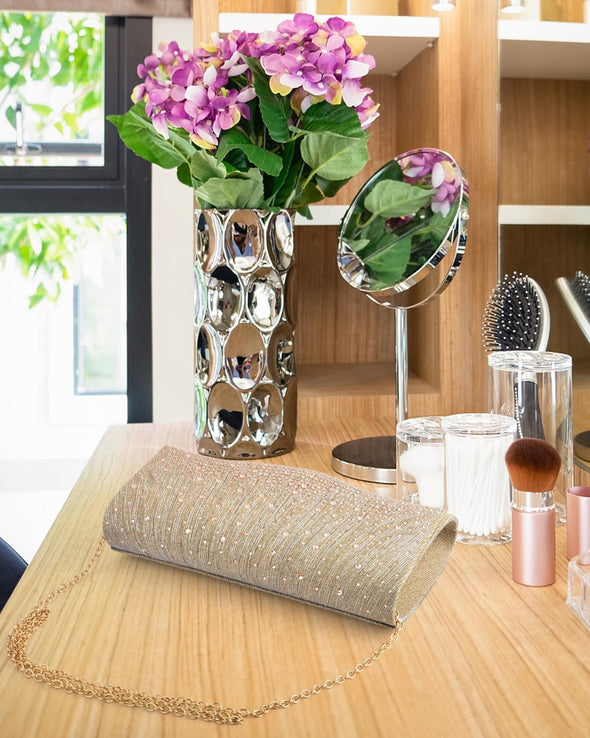 TINDTOP Clutch Purses for Women, Formal Evening Bags Suede Shoulder Envelope Party Handbags Wedding Cocktail Prom Clutches