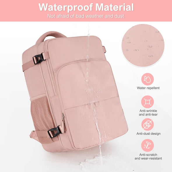 Travel Backpack for Women, Flight Approved Carry on Backpack with USB Charging Hole, Lightweight Travel Bag, Waterproof Causal Bookbag for College, Travel, Work