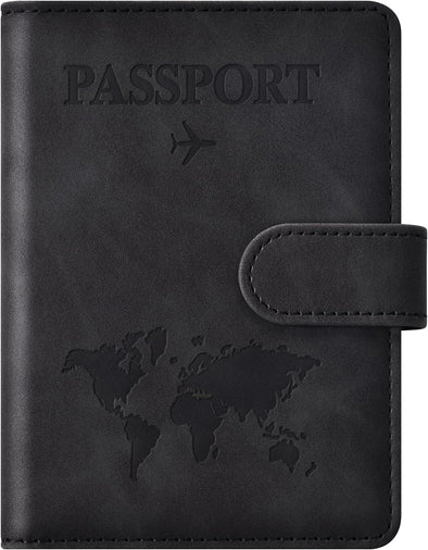 Eoehro Passport Holder for Travel Essentials, Passport Wallet Cover Case for Travel Must Haves Accessories,Passport Book Holders for Women and Men(Black)