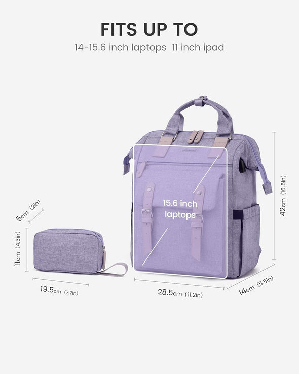 LOVEVOOK Laptop Backpack for Women, 15.6 Inch Teacher Nurse Bag Work Travel Computer Backpacks Purse, College Bookbag for School, Water Resistant Daypack, 15.6 Inch