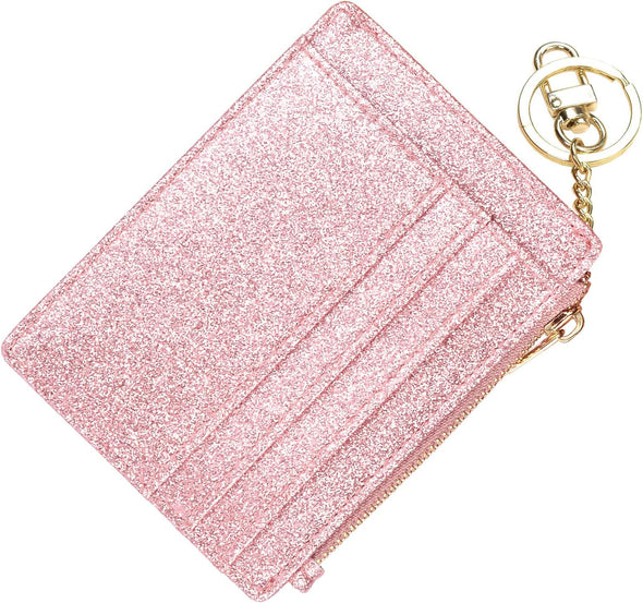 Woogwin Slim RFID Credit Card Holder for Women Mini Front Pocket Wallet Purse with Keychain