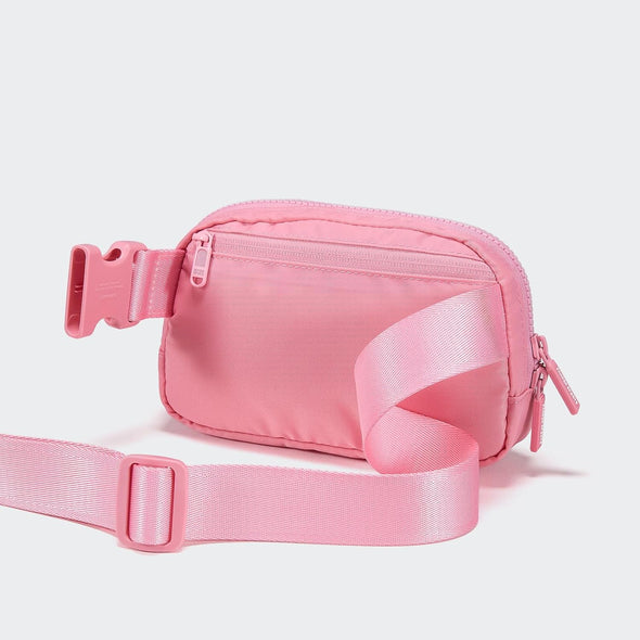 Pander Two Way Zipper Fanny Pack Nylon Everywhere Belt Bag for Women, Water Repellent Waist Packs, Crossbody Bags with Adjustable Strap (Light Pink).