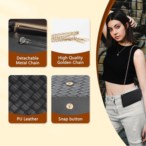 U+U Crossbody Bags for Women, Handbags Cell Phone Wallet Small Purse with Credit Card Slots and Removebale Chain