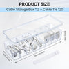 Tatuo 2 Pcs Cable Organizer with 20 Wire Ties,Clear Plastic Cord Charger Storage Box with Clear Lid for Home Office Desk Organization and Accessories