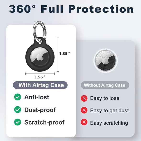 For Airtag Holder Case with Keychain, Shockproof GPS Cover Anti-Scratch Key Chain for Air Tags, for Airtag Accessories for GPS Item Tracker Cases for Bags, Luggages, Black