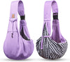 Tomkas Small Dog Sling Carrier - Zipper Pocket & Adjustable Strap & Zip Pocket - for 3-10 Lbs Pets(Light Purple)