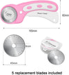 45Mm Rotary Cutter with 5Pcs Extra Blades, Ergonomic Handle Rolling Cutter with Safety Lock for Fabric, Leather, Crafting, Sewing, Quilting, Fabric Rotary Cutter Perfect for Left & Right Hand(Pink)