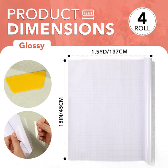 4 Rolls Clear Contact Paper,Plastic Book Covers 18 in X 4.5 Ft,Contact Paper Peel and Stick,Clear Self Adhesive Protective Liner Paper Protector for Crafts Paperback Textbook Hard Covers Documents