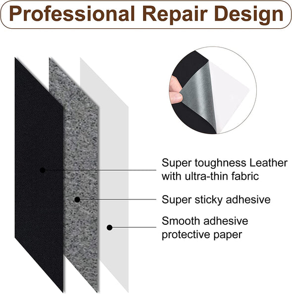 Numola Leather Repair Patch 8×11 Inch Self-Adhesive Leather Repair Tape, Scratch/Holes Vinyl Repair Kit for Couch, Car Seat, Sofas, DIY Furniture Upholstery, Chair, Jackets, First-Aid (Black)