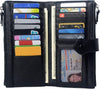 Bveyzi Women Soft Leather RFID Blocking Bifold Slim Wallets Ladies Credit Card Holder Double Zipper Pocket