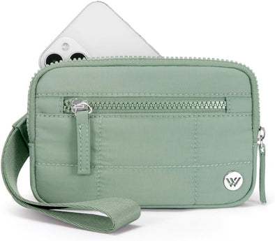 WESTBRONCO Wristlet Wallets for Women Nylon Quilted RFID Wallet with 3 Zipper Purse for Travel