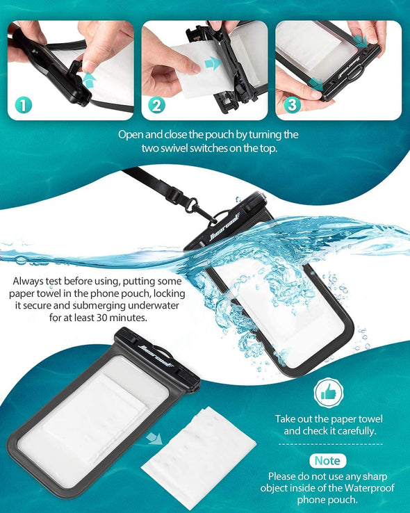 Hiearcool Waterproof Phone Pouch, Waterproof Phone Case for Iphone 16 15 14 13 Pro Max, IPX8 Cellphone Dry Bag Beach Cruise Ship Essentials 2Pack-8.3"