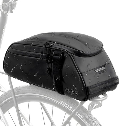 WOTOW Reflective Rear Rack Bag, Water Resistant Bike Saddle Panniers for Bicycles, 8L Trunk Cycling Back Seat Cargo Carrier Storage Pouch with Shoulder Strap for Travel Commute