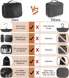 Elviros Hanging Toiletry Bag Removable Travel Bag PU Leather Makeup Cosmetic Organizer Kit, Black