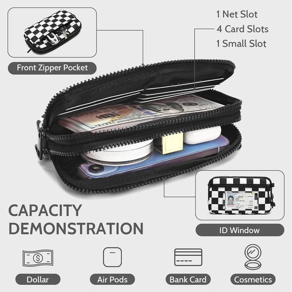 FODOKO Wristlet Wallets for Women Nylon Quilted Wallet with 4 Zippers,Travel Credit Card,Holder Cell Phone Organizer