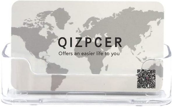 8 Pack Plastic Business Card Holder - Clear Business Card Case for Desk - Office Acrylic Business Card Stand Display