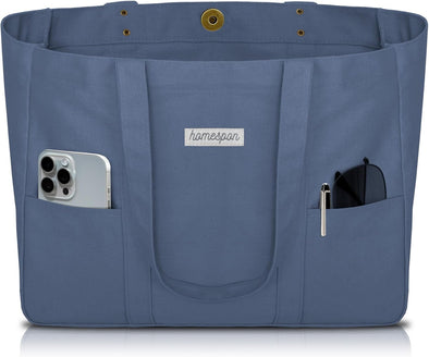 HOMESPON Large Canvas Tote Bag for Women Everything Bag with Pockets and Laptop Sleeve