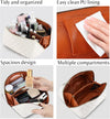 Large Capacity Travel Cosmetic Bag - Portable Makeup Bags for Women Waterproof PU Leather Checkered Makeup Organizer Bag with Dividers and Handle,Toiletry Bag for Cosmetics
