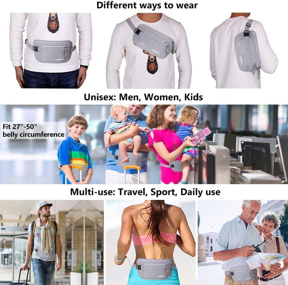 Money Belt for Travel Women and Men Slim Hidden Travel Wallet with RFID Blocking