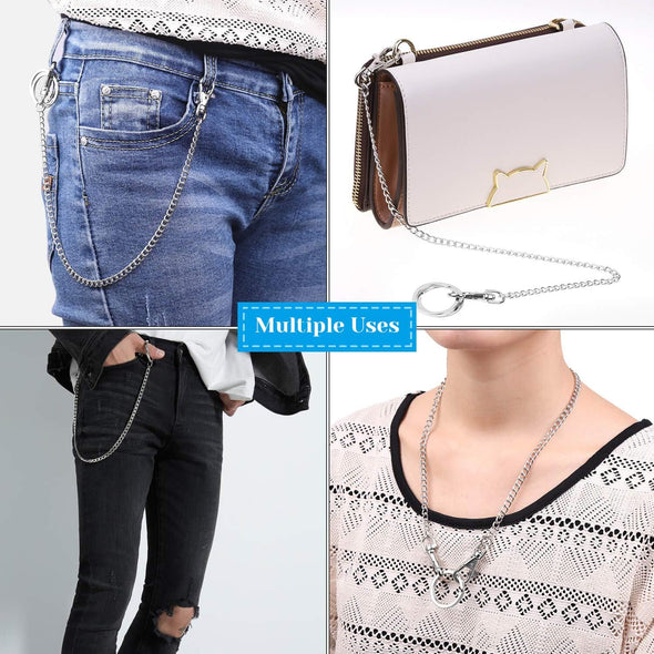 Anezus 3Pcs Belt Chain, Pocket Chain, Chains for Wallet, Pants, Jeans, Goth Accessories for Eboy, Egirl, Men and Women
