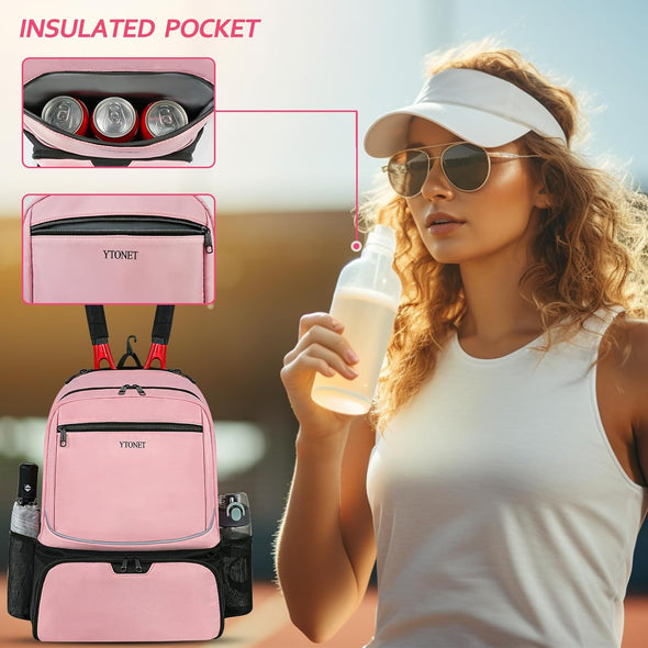 Ytonet Tennis Bag Tennis Backpack for Women Men 2 Rackets with Insulated Pocket Ventilated Shoe Compartment