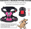 Poypet No Pull Dog Harness, No Choke Front Lead Dog Reflective Harness, Adjustable Soft Padded Pet Vest with Easy Control Handle for Small to Large Dogs(Pink, Medium)