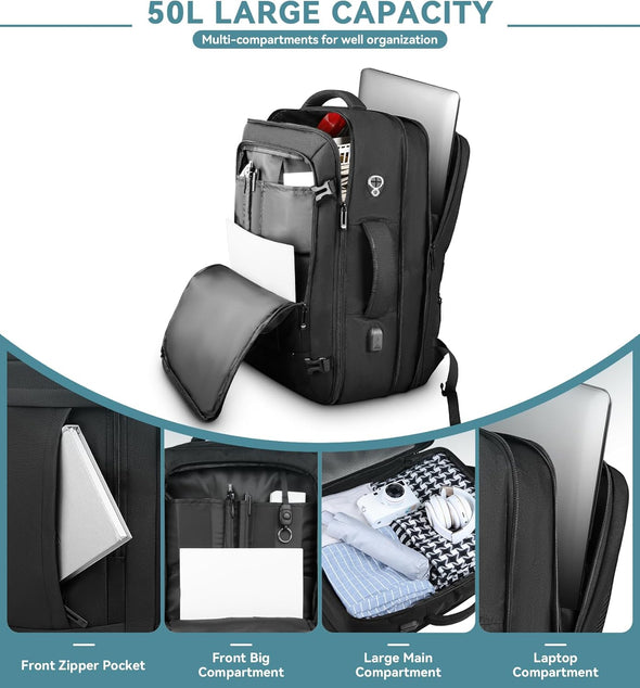 50 l large-capacity backpack travel bag AREYTECO 50L Expandable Travel Backpack – Kinzd