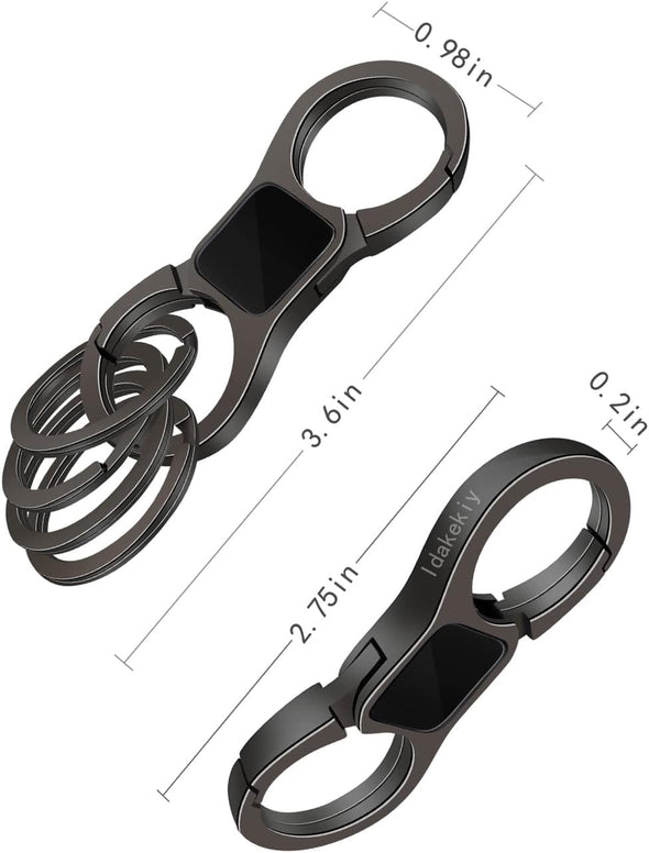 Idakekiy Key Chain Quick Release Spring with 4 Key Rings Heavy Duty Car Keychain Organizer for Men and Women
