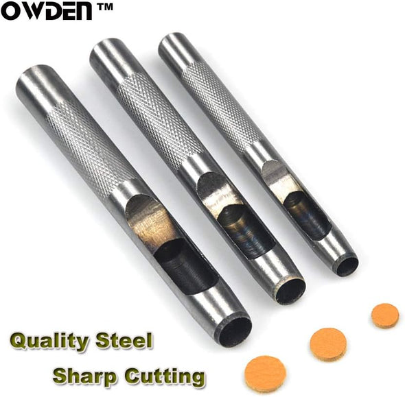 9 Pieces Hollow Punch Set (1/8"-1/2") with a Free Cutting MAT, Leather Hole Punch Set