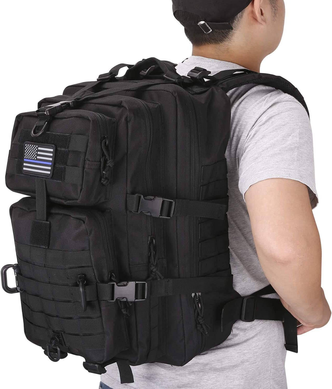 allintitle molle hiking backpack Hannibal Tactical MOLLE Assault Pack, Tactical Backpack Military Army Camping Rucksack, 3-Day Pack Black