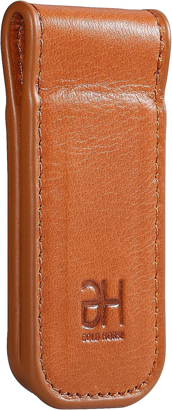 Slim Magnetic Money Clip Leather Minimalist Business Card Holder for Men, Brown