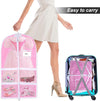 Pink Kids Dance Garment Bag for Hanging Clothes,37 Inch Waterproof PVC Travel Garment Bag with 3 Pockets for Dance Costumes,Sports,Skating,Theatre,Beauty Pageants & More