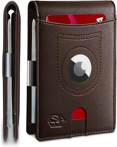 Zitahli Men'S Wallets Airtag Holder Slim Rfid Leather with Gift Box