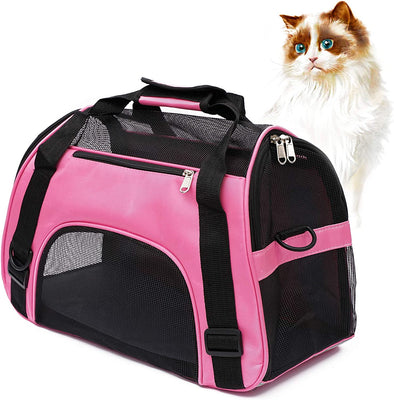 Cat Carrier for Small Cats Dogs Soft-Sided Pet Carrier for Cats Puppies Small Pets Airline Approved Lightweight Comfortable Travel Cat Dog Carrier (Small, Pink)
