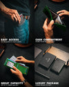 Wallet for Men, Mens Wallet, Slim Leather Bifold, RFID Blocking 18 Card Holder Slots Gift Box(Carbon Black Green)