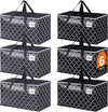 Extra Large Moving Bags, Heavy-Duty Storage Totes with Zipper Top and Sturdy Handles, Moving Supplies for Space Saving and Packing, Collapsible Storage Bags, Black & Gray, 88L, 6-Pack