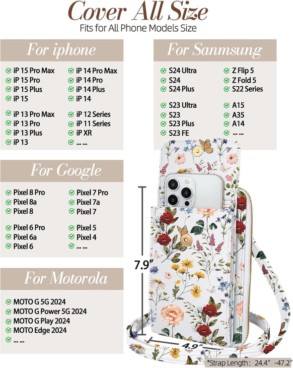 Cell Phone Purse Crossbody Bags for Women - Cute Design Leather Cellphone Bag Small Wallet Purses with Strap
